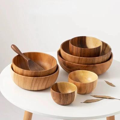 Home Wooden Bowl Japanese Acacia Wooden Salad Bowl Large Kneading Bowl Wooden Tableware