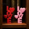 Romantische Schlafzimmer-Nachttisch-Dekoration 2 Stück 3D-gedrucktes gestapeltes LOVE-Buchstaben-Ornament mit Herz-Dekor, Schreibtisch-Liebes-Skulptur Tischskulptur, Modern