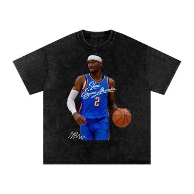 Shai Gilgeous Alexander OKC T Shirt Vintage Graphic Autograph Washed Oversized Cotton Tee