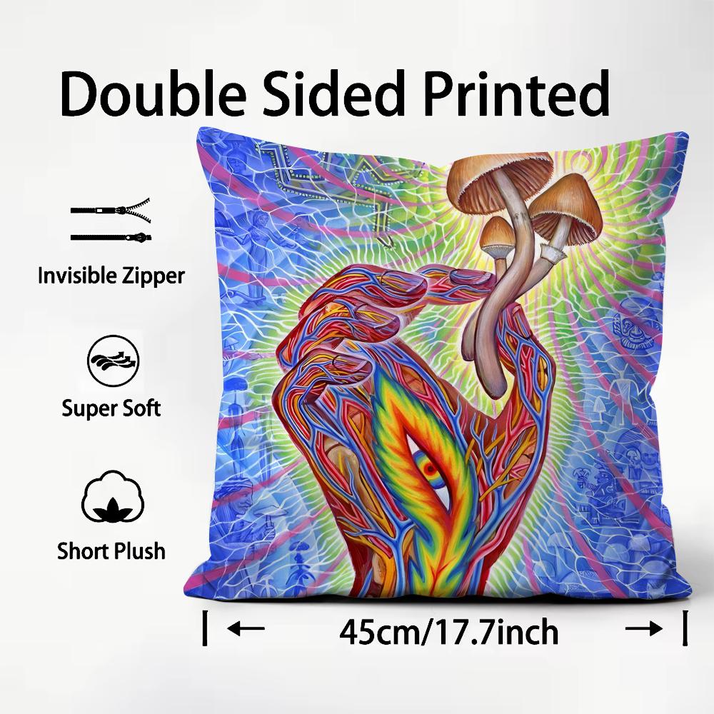 

AAlex Grey Trippy Psychedelic Cushion Cover Plush Fabric Soft DoubleSided Printed Sofa Warm Winter Home Child Gift Pillow Case 30x30cm