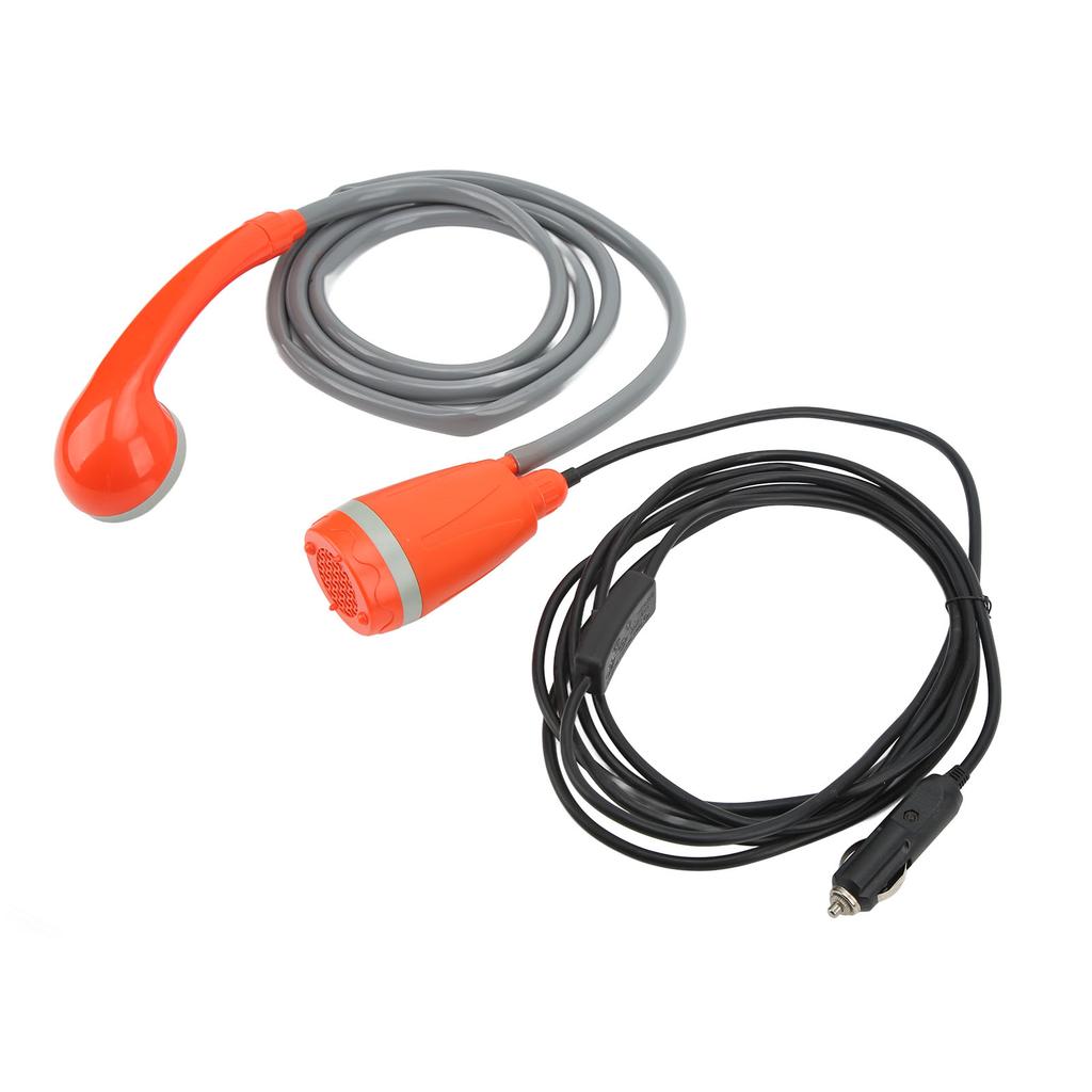 Outdoor Pump Shower Head Portable Handheld 3.5L min Cigarette Lighter Adapter for Camping Hiking Car Washing