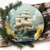 Vintage Storm Ship Metal Sign Round Nautical Wall Decor Waterproof Bar Pub Man Cave
