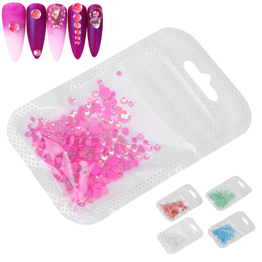 300Pcs Nail Making Decoration Mixed Size  Flat Back Half Hound Mixed Size Bead