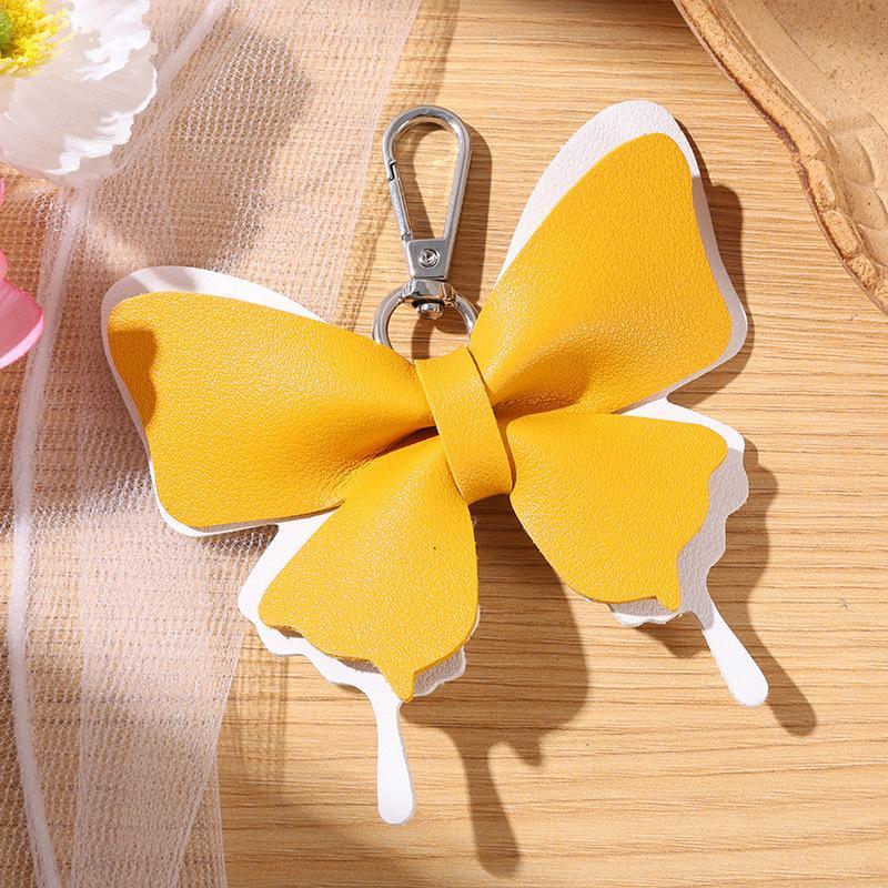 Double-Layer Wing Butterfly Leather Keychain 1Pcs Handcrafted Pendant Durable Keyring for Car Key Bag BFF Small Gift for Women