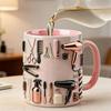 330ml Novelty Coffee Mug Ceramic Pink Hairdresser Theme Coffee Mug for Hot Cold Drink Water Tea Beverage Juice Home Office Salon