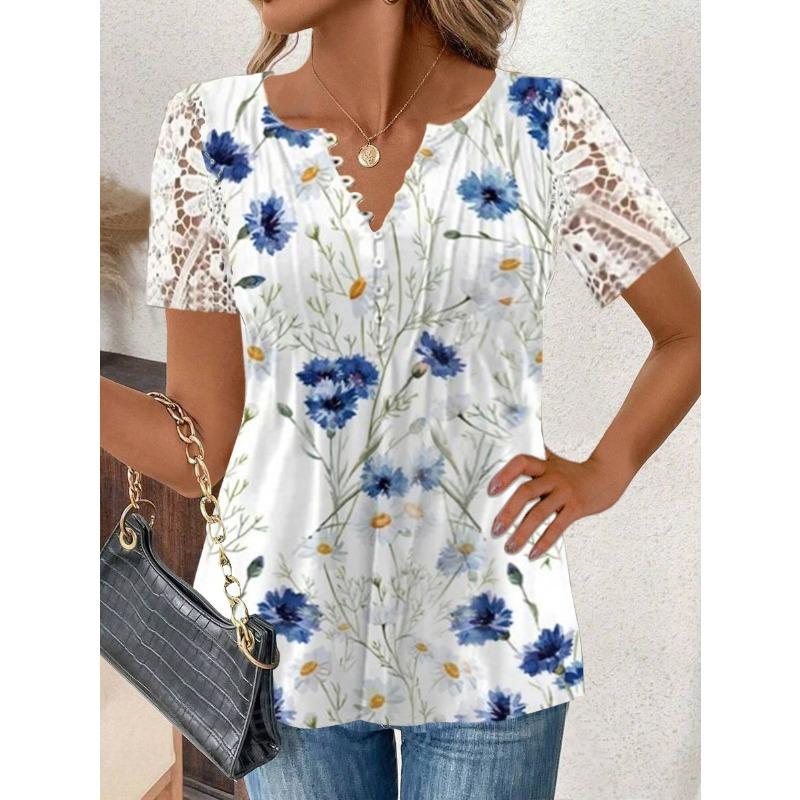 DICIFY Women's Fashion Casual Summer Spring Short Sleeve V-Neck Blouses & Shirts