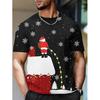Funny Men's T-Shirts Santa Claus Christmas Oversized Short Sleeve with Snowflakes Print Red Casual O-Neck Outfit Men Clothing