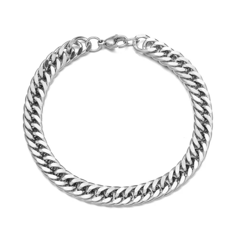 Hip Hop 6mm Curb Cuban Chain Link Bracelet Gold Silver Color Stainless Steel Hand Chains For Women Men Vintage Jewelry Gift 2025