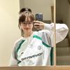Damen Retro Colorblock Buchstaben Jersey - Locker geschnittenes Langarm-T-Shirt für Frühling & Herbst