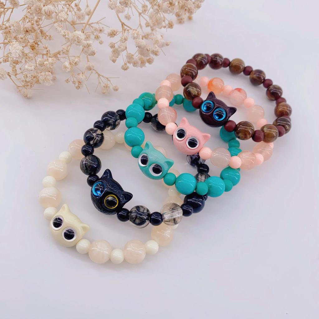 Sweet Cool Cat Unisex Beaded Bracelet - Niche Design Gift for Couples & Best Friends