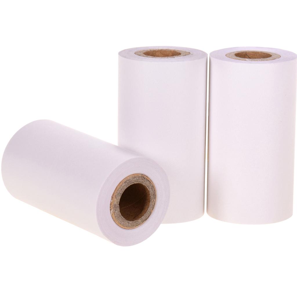 Poooli White Blank Sticky Thermal Paper Long Lasting 5 Years Paper Roll BPA Free 57*30mm(2.17*1.18in) 3 Rolls