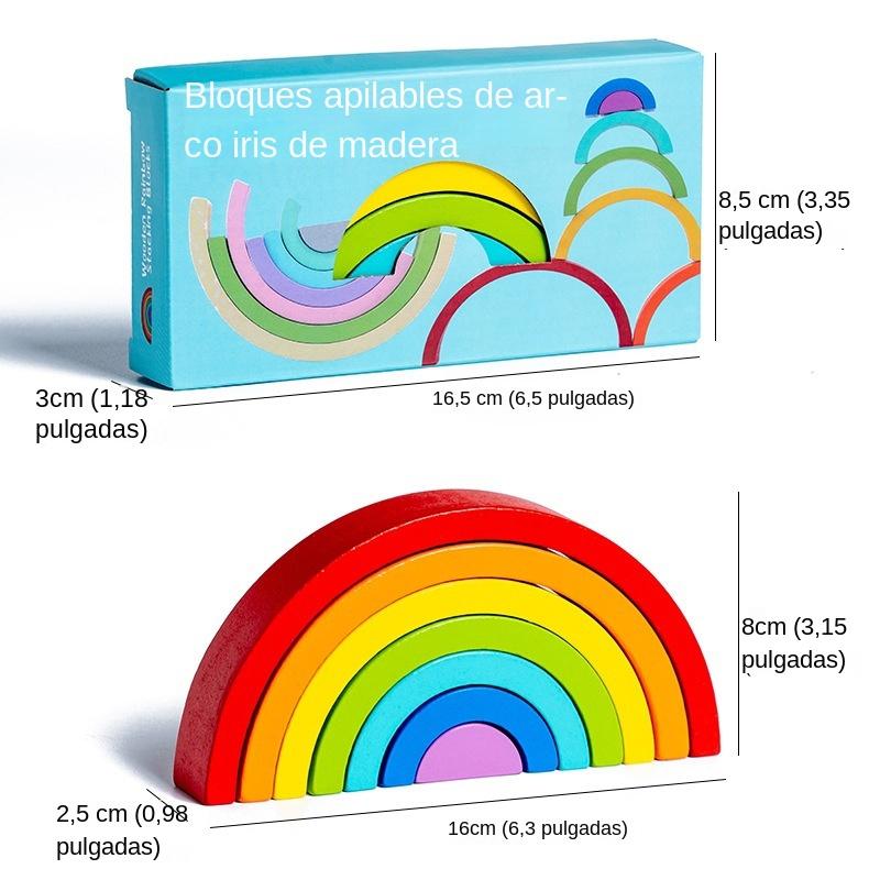 Arch Bridge Rainbow Stacking Building Block Kids Montessori Educational Games Color and Shape Cognitive Wooden Toys for Children