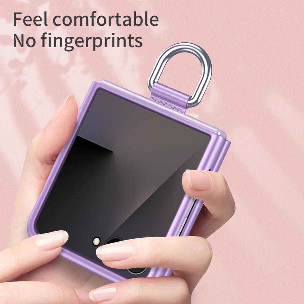 Shockproof Frosting Ring Phone Case for Samsung Galaxy Z Flip 7FE 6 5 4 3 Flip6 Flip5 ZFlip7 5G Fall Prevention Protective Cover