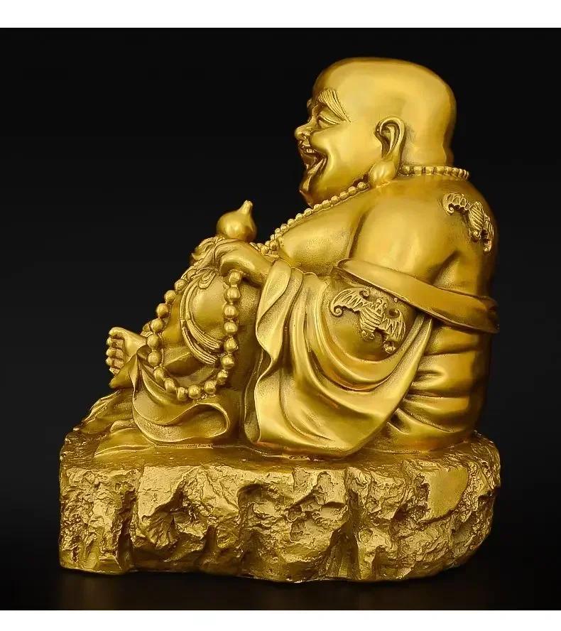 Copper Feng Shui Maitreya Laughing Buddha Statue for Home Use Big Belly Bodhisattva Decor