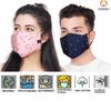 Cenwell ® Wiederverwendbare, Waschbare & Atmungsaktive Designer-Gesichtsmaske gegen Umweltverschmutzung aus reiner Baumwolle mit Schmelzblas-Schicht, Verstellbare Ohrschlaufe und Ohrbügel