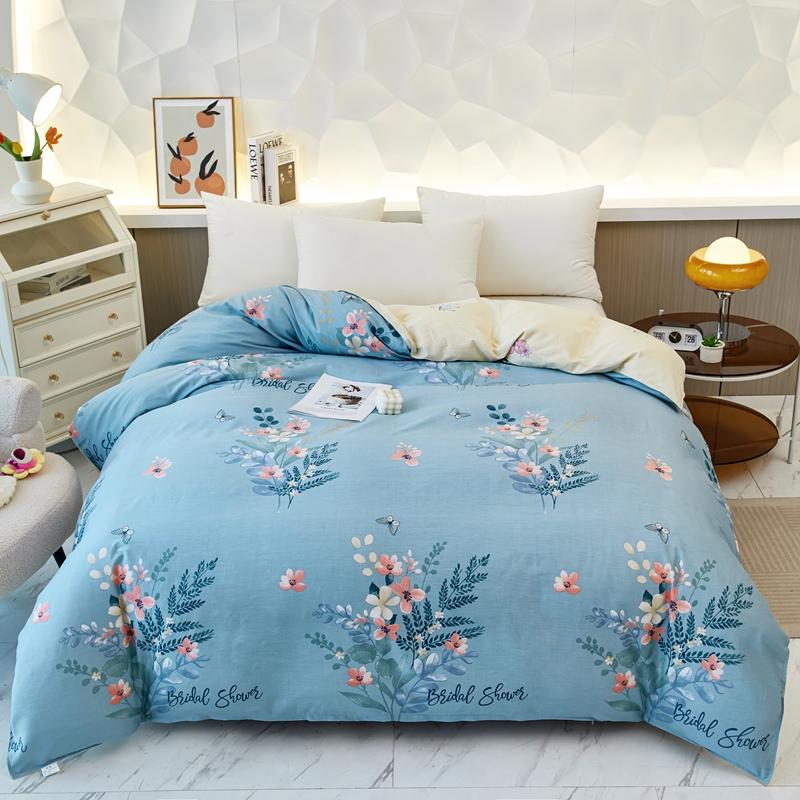 Garden Colorful Floral Pattern Quilt Cover 1Pc 100% Cotton Luxury Duvet Cover Skin-friendly Soft Easy Care Queen Size Bedding