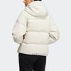 Adidas Womens Cord Down Jacket Solid Color Brand Logo Print Zipper Pocket Detail Hooded Down Jacket Women Jacket Off-White HN2112