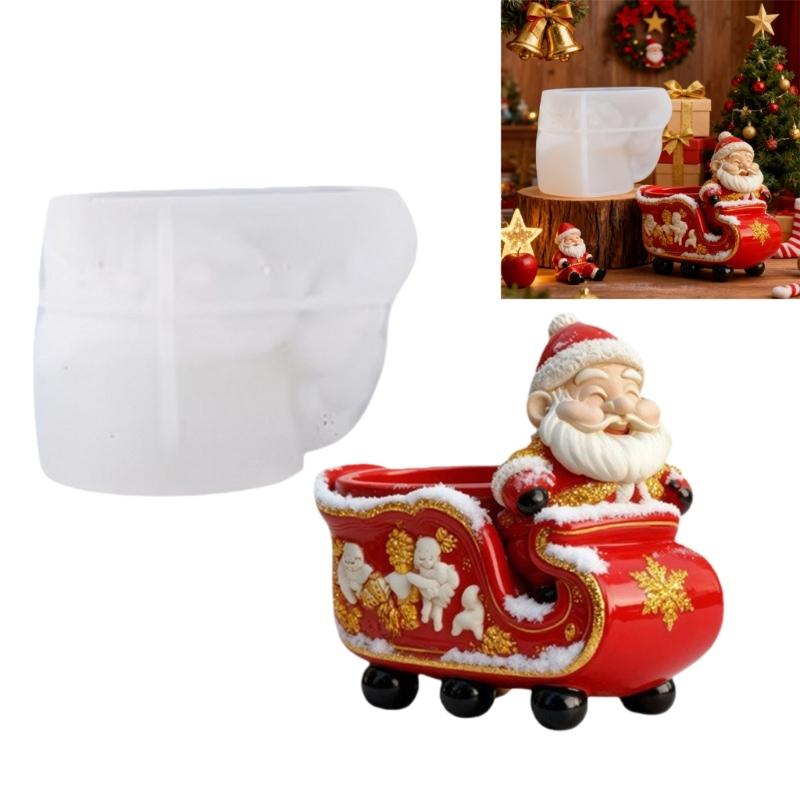 Opakovaně použitelný květináč Santa Claus Silikonová forma pro odlévání pryskyřice, cementu, betonu a sváteční řemeslné projekty