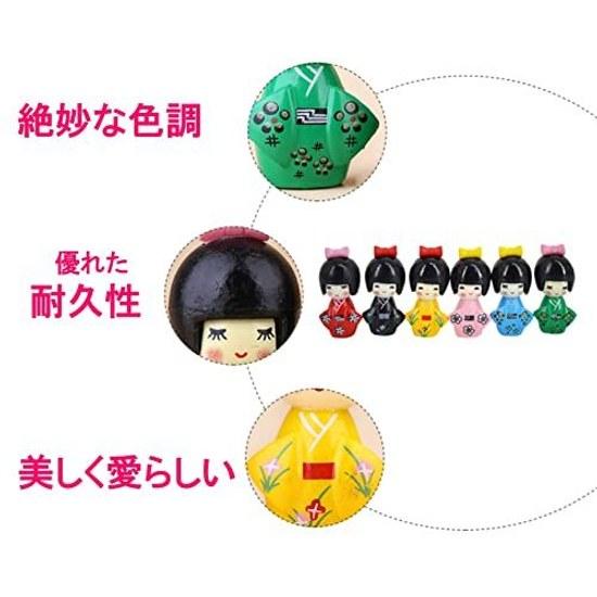 NOELAMOUR Kokeshi Doll Kimono Small Japanese Figurine Gift Foreigners Souvenir Decoration (Set 6 Colors Figures)