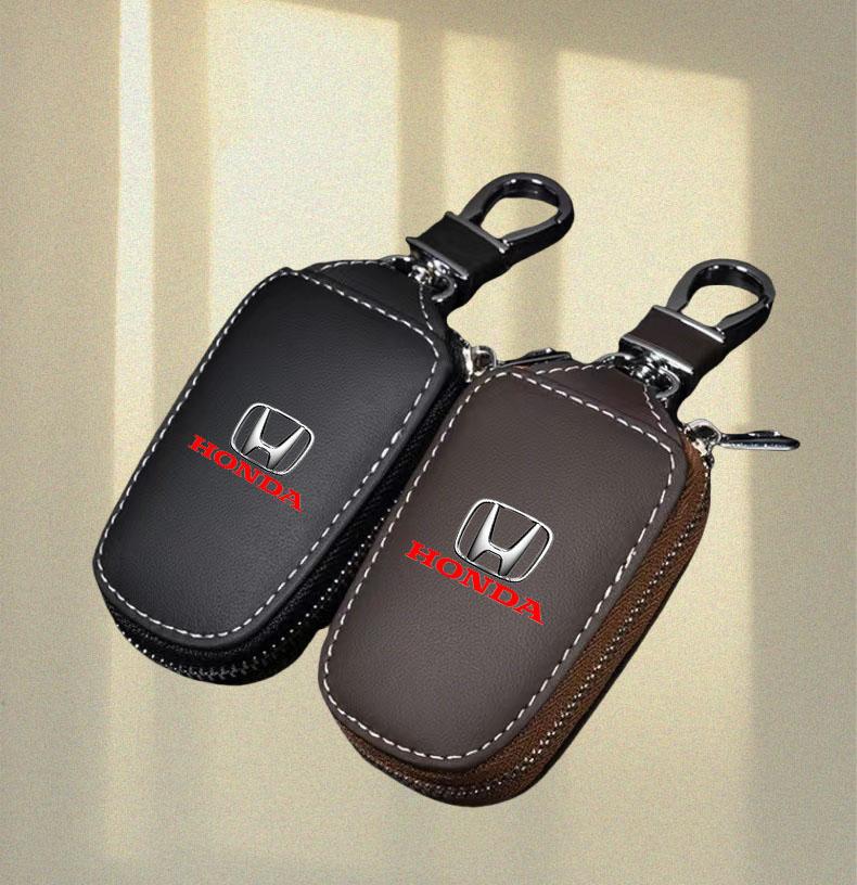VJA3  Leather Car Key Cover for Honda Civci FIT CRV Accord Jazz HRV Dio Prelude Odyssey City Pilot Key Holder Remote Case Keychain