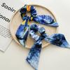 Oil Painting Print Long Ribbon Bow Scrunchies Elastic Ponytail Holder Exquisite Hair Tie Woman Rubber Band Hair Accessories Girl