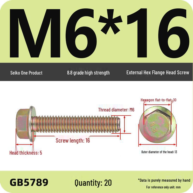 Verzinkter Sechskantflanschschraube mit Scheibe, Güte 8.8, M5-M12