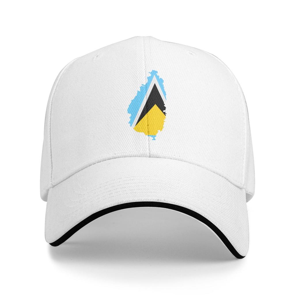 Flag Map of St Lucia Sun Mesh Hats Summer Outdoor Baseball Cap Cool Trucker Hat for Unisex Unisex Sun Protection