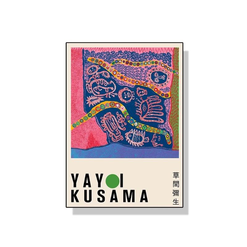 Yayoi Kusama Kunstausstellung Kürbisblume Wandkunst Poster Drucke Abstrakte Leinwandmalerei Bild für Modernes Zimmer Wohnkultur