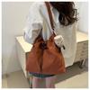 New Fashion Drawstring Shoulder Bag Travel Casual Nylon Tote Bag Waterproof Basic Style Crossbody Bucket Bag Women