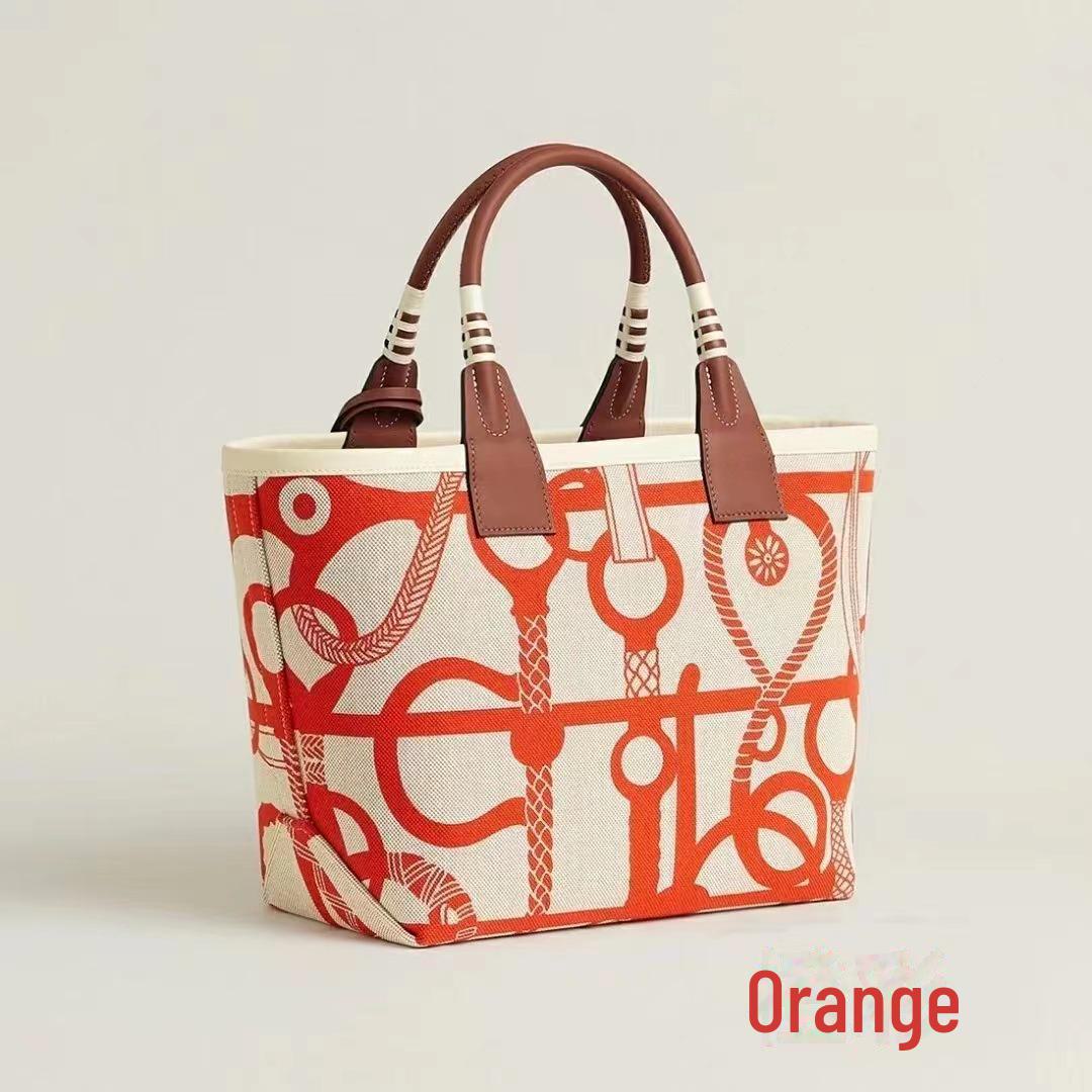 

Сумка-тоут зі справжньої шкіри та полотна - барвиста жіноча сумка для саду та покупок