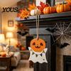 Wooden Halloween Signs Ghost Hanging Sign with Hemp Rope, Cute Wall Ornaments Pendants for Home Party Decorations And Pumpkin Decor