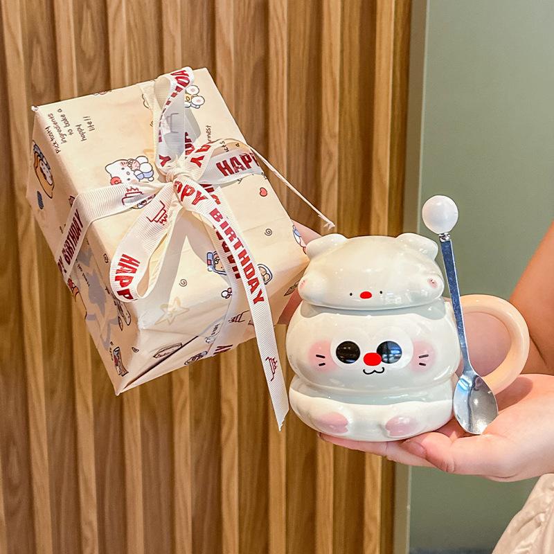ins high-value cute pig cup ceramic mug home breakfast coffee cup for girls' birthday gifts