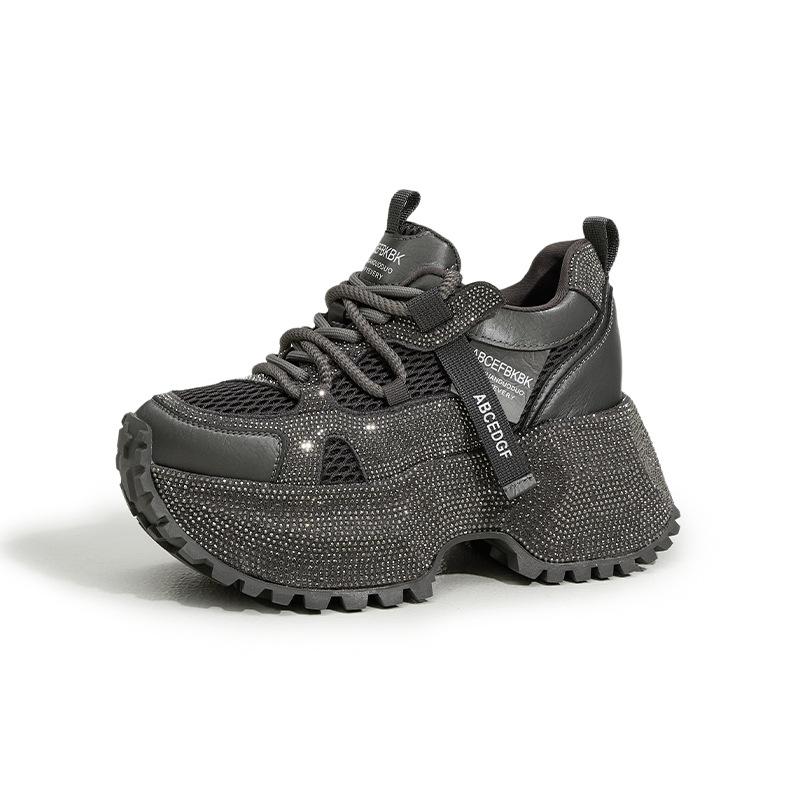 Platform Dad Shoes Women's 2025 Autumn and Winter New Full Diamond Fashion Casual Shoes Non-slip Versatile Single Shoes Inner Height Increase Women'