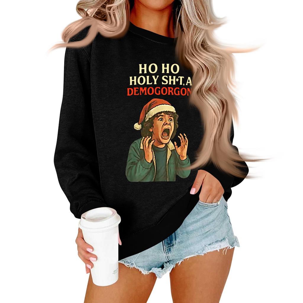 Women's And Men's Unisex Fashion Casual Long-sleeved Loose Printed Round Neck Pullover Hoodie Sweatshirt