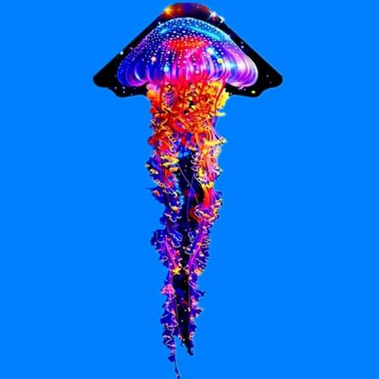 Vibrant Jellyfish Kite for Light Breezes, Easy to Fly, Outdoor Underwater Design.