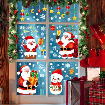 Weihnachtsdekoration Weihnachtsmann Schneemann Statisch Haftende Dekorationen Partydekoration Rentier Schneeflocken Aufkleber