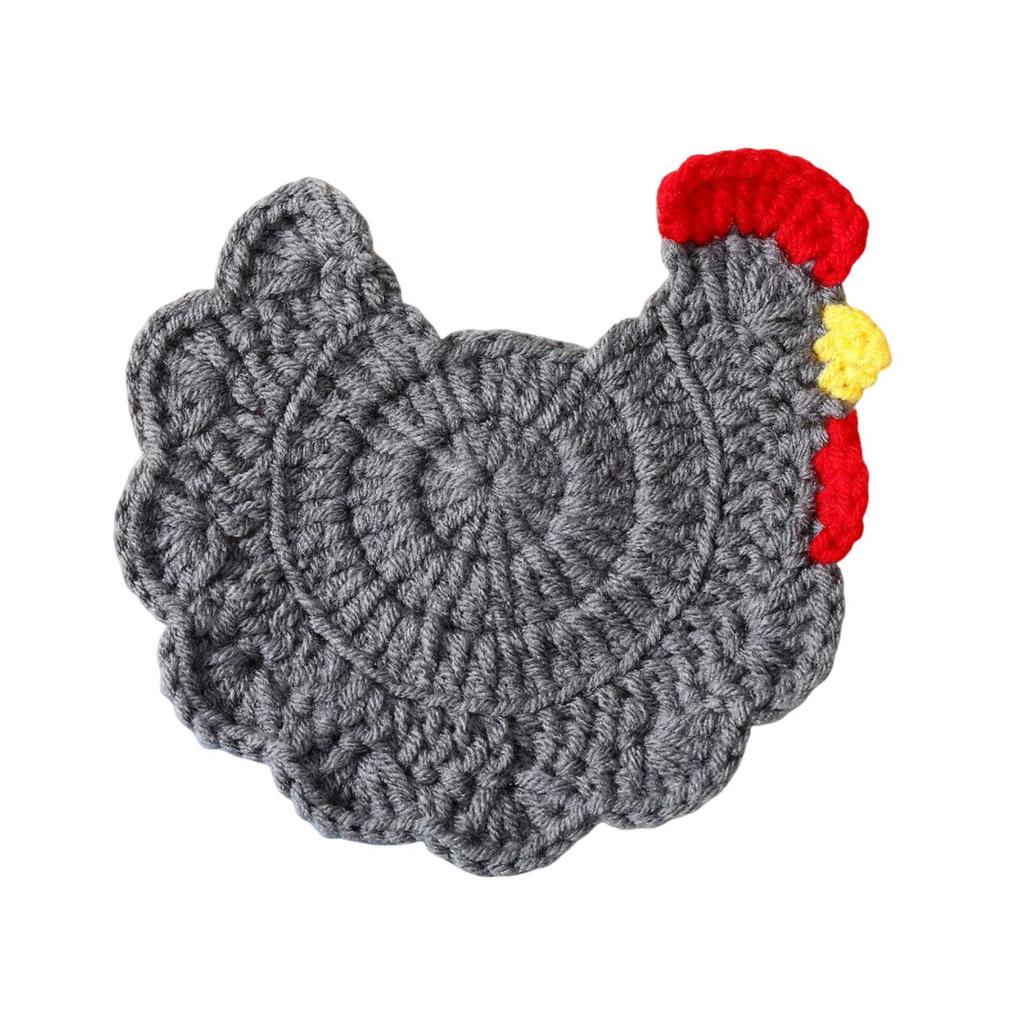 Crochet Chicken Coaster Tabletop Protection Drink Coaster Home Decor Decorative for Dining Table Bar Kitchen Wedding