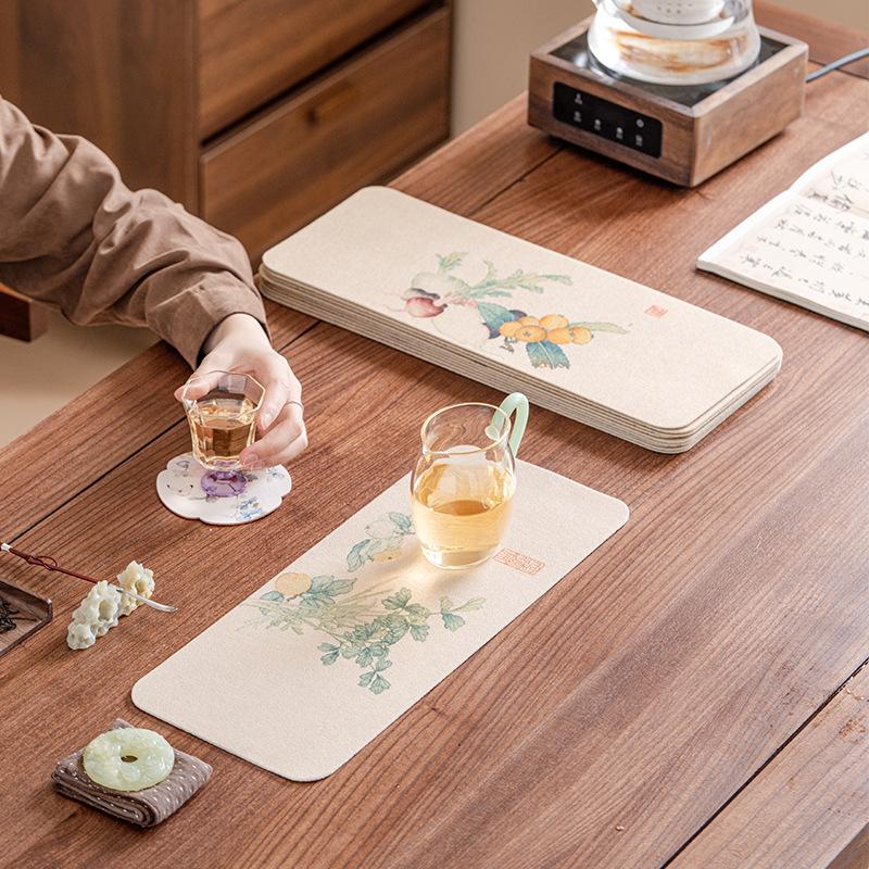 New Chinese Zen miscellaneous vegetable dry brewing tea party pastoral style coffee table dry brewing pad waterproof table flag