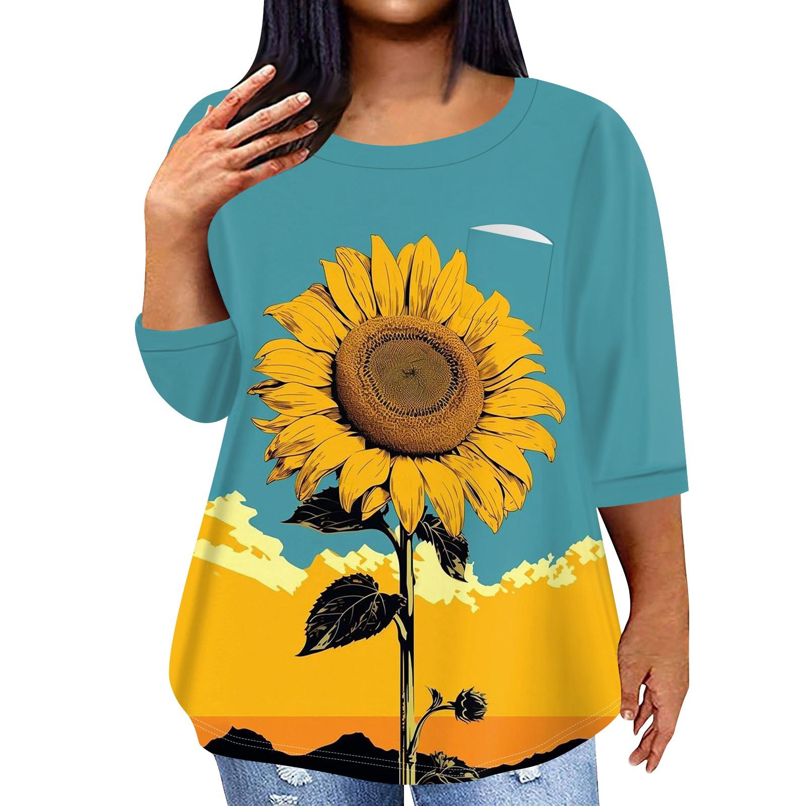 

Женский модный повседневный пуловер с круглым вырезом и рукавом три четверти с принтом, топ с рукавами 4/3 XL бирюзовый