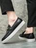 Fashion Men's British Style Loafers 38-46 Crocodile Texture Leather Metal Buckle White Chunky Height-Increasing Comfortable Versatile