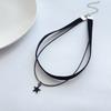 Simple Personalized Black Velvet Strap Choker Neck Strap Double Pentagram Pendant Choker Necklace Women's Accessories Ornaments