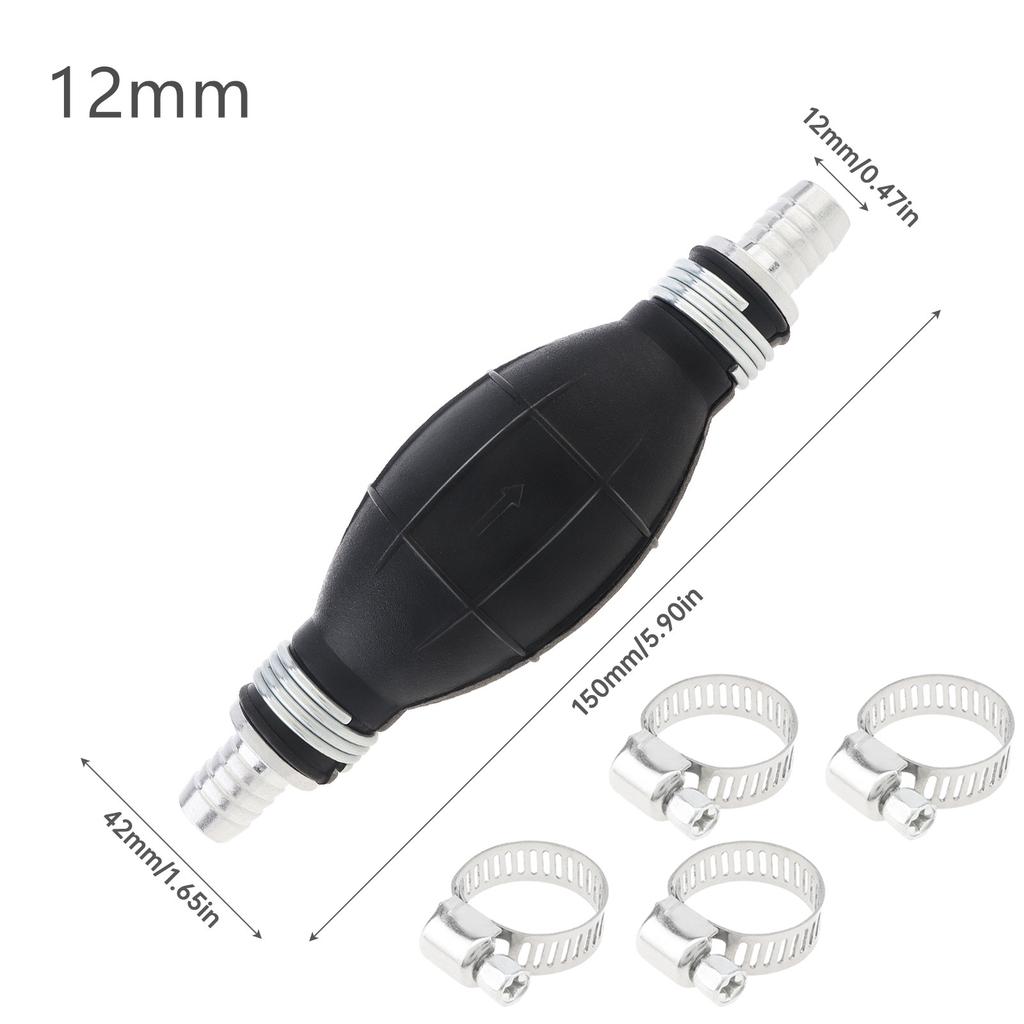 Ruční palivové čerpadlo 6mm / 8mm / 10mm / 12mm, palivové čerpadlo, benzín se 4 hadicovými svorkami pro auto, loď, motocykl, skútr