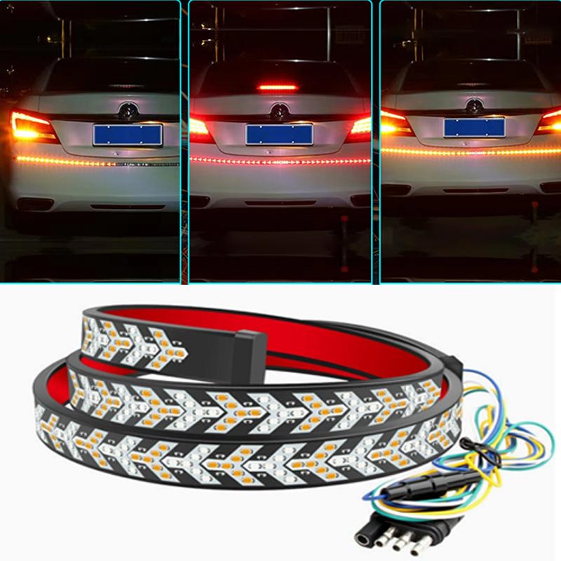 12V Car Brake Turn Light Signal Flexible RV SUV LED Strip Rear Tail Reverse Double Flash Lights for Pickup Trunk Cargo Jeep