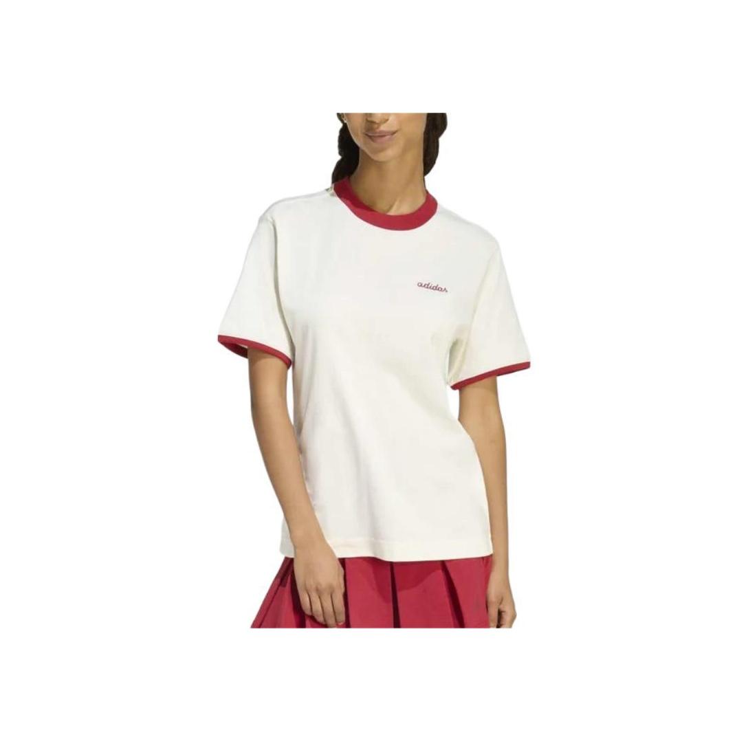 Adidas Essentials Seasonal Colorpop Letter Stripe Crew Neck Short Sleeve T-Shirt Women tops KB8196 XS