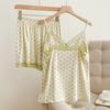 Girly Polka Dot Modal Camisole Pajama Set with V-Strap and Padding - Comfortable Summer Homewear