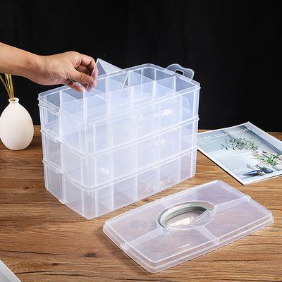 3 Etagen Transparenter Kunststoff Make-up Organizer Schmuck Aufbewahrungsbox Abnehmbarer Aufbewahrungskoffer Spielzeug Organizer Finishing-Box