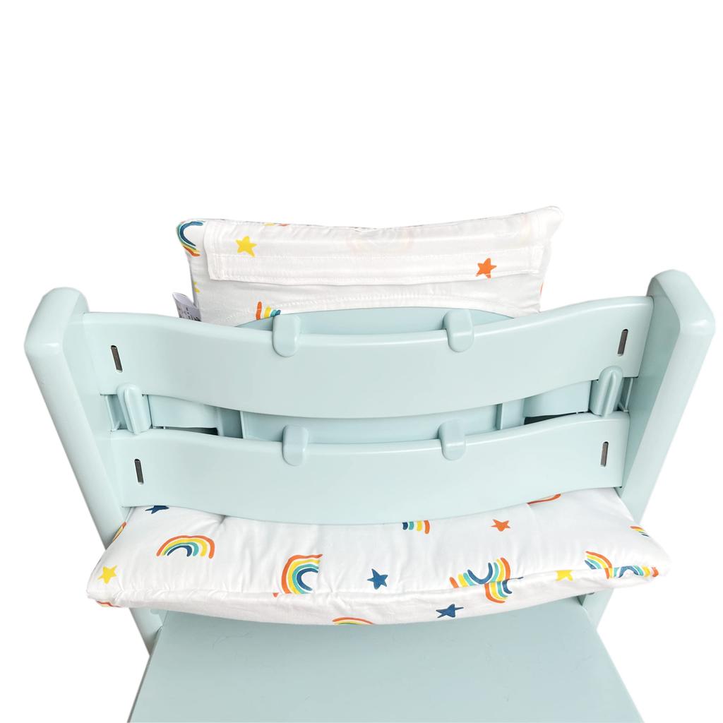 ZARPMA Highchair Cushion with Cotton Fabric Cover Stuffed with Cotton Padding for Stokke TrippTrapp Chair (white Rainbow)