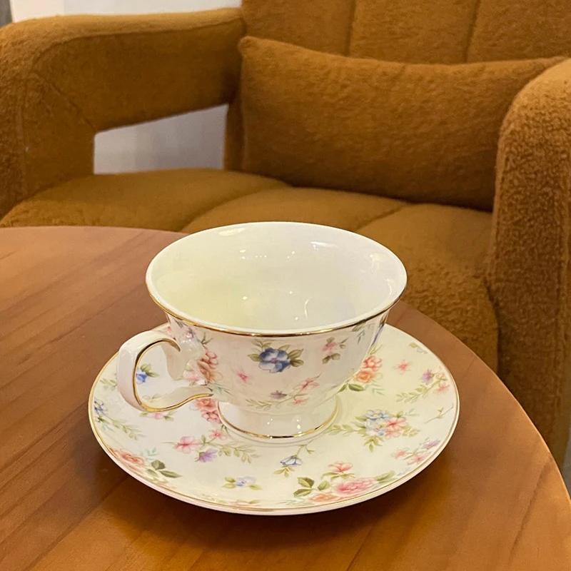 Tazza da Caffè in Ceramica con Fiori Rottti Vintage Inglese Set Tazza da Tè Camelia Pomeridiana Tazza in Ceramica di Lusso Leggero Phnom Penh Tazza da Cucina