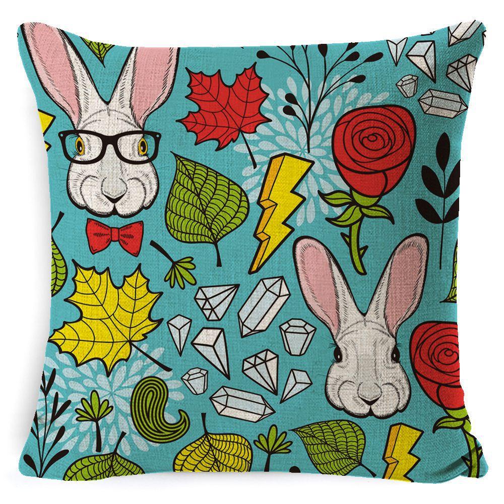 New Digital Printing Easter Theme Pillow Cover Cushion Cover Cute Bunny Truck Animal Pillow Cover