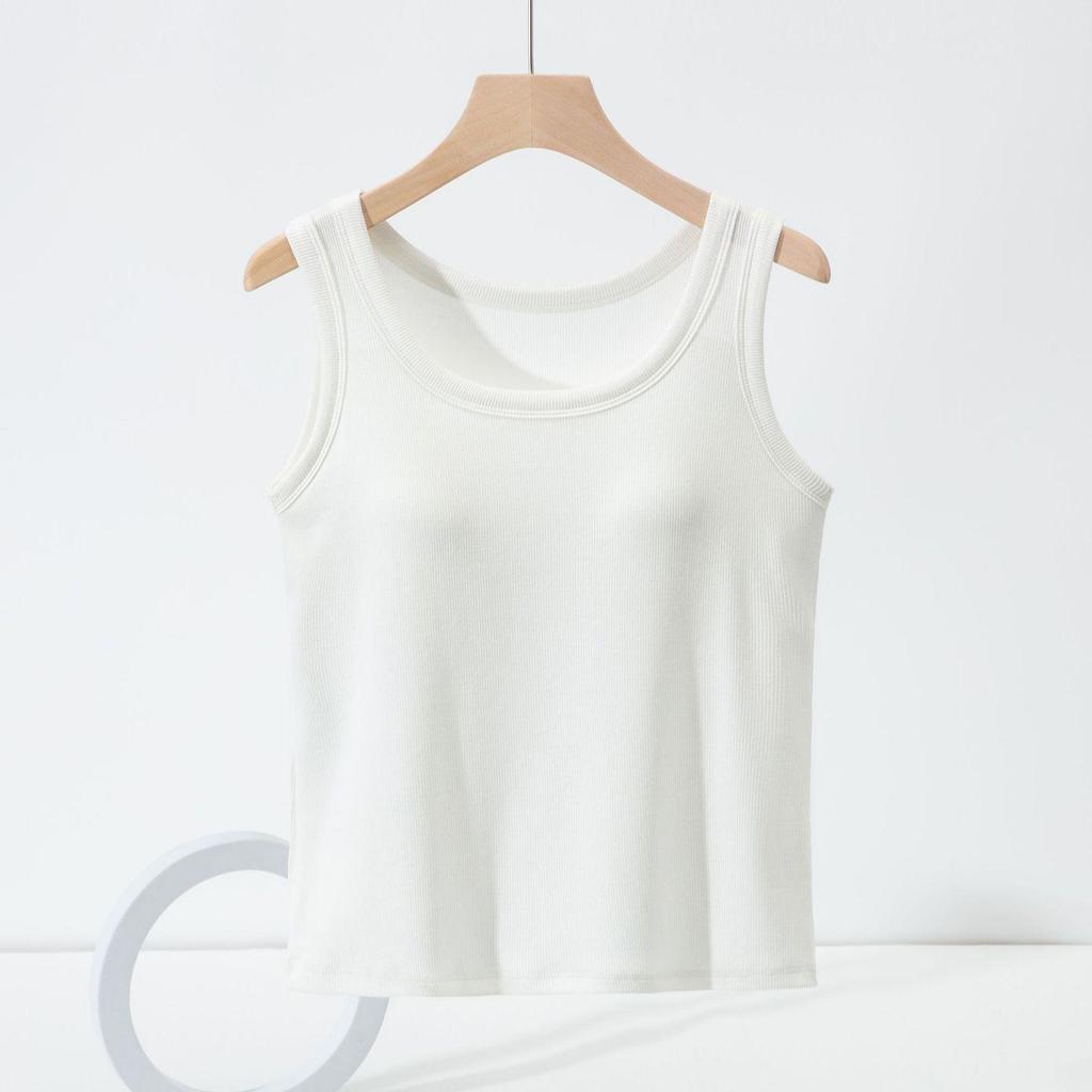 Slim-Fit Women's Threaded Tank Top with Integrated Pads - Comfortable, No Restriction, Ideal for Spring/Summer Yoga & Outer or Base Layer Wear.